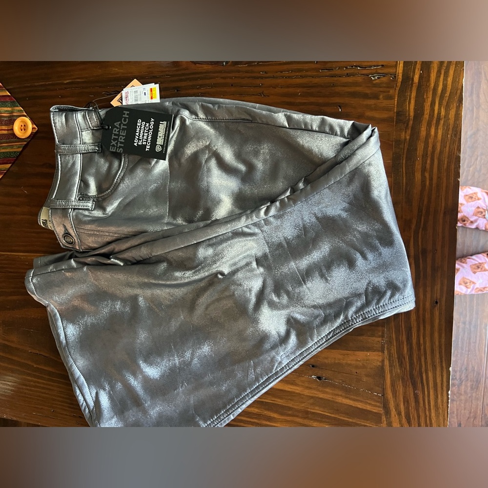 Rock&roll metallic bell bottom silver pants